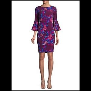 Calvin Klein bell sleeve floral dress, size 8